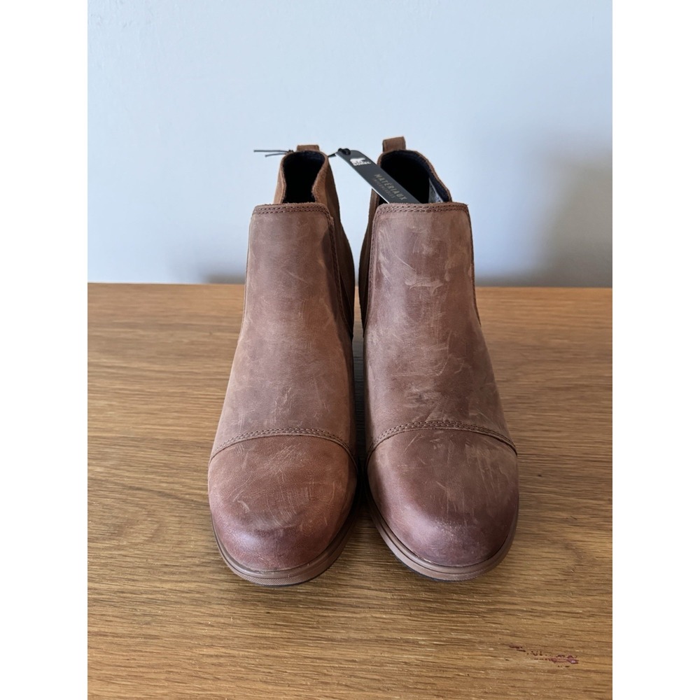 Sorel Evie Wedge Chelsea Boots Womens Size 8.5 Brown Leather Suede Pull On Shoes - Picture 6 of 10